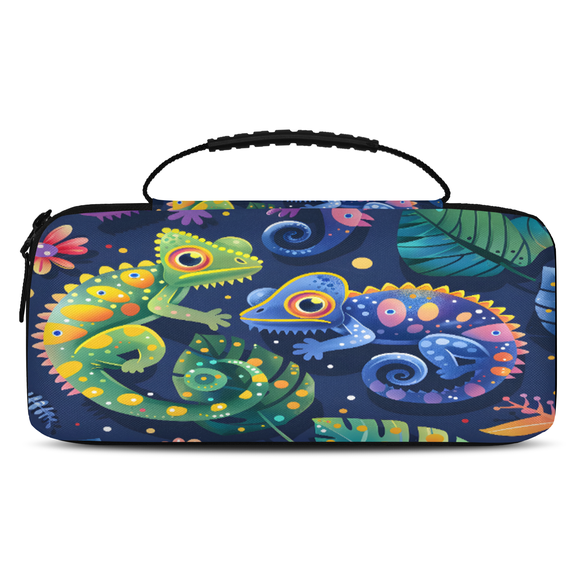 Herdesigns Lizards Carry Case Compatible with Nintendo Switch 2, with 20 Game Card Slots, Tropical Lizard Portable Travel Carrying Case Pouch for Accessories & Games
