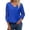 F-208Blue, variant on Ladies T Shirt Solid Color 3/4 Sleeve V Neck Hollow Out Comfortable Elegant Stylish Summer Tee Top For Casual Daily Wear ,Blue,L