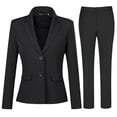 thumbnail image 1 of Traje formal femenino de color sólido Traje de solapa con muesca de dos botones (blazer y pantalones), 1 of 3