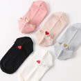thumbnail image 4 of Heart Expression Embroidery Women Low Cut Breathable Cotton Ankle Boat Socks, 4 of 8