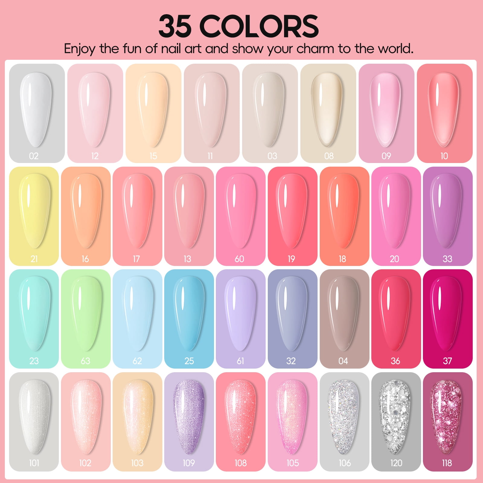 COSCELIA Gel Polish Kit with U V Light 35 Cream Colors Gel Polish 5PCS Top Base Coat Nail Art All Seasons Professional Gel Manicure Kit Gifts