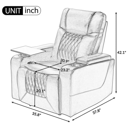 Nestfair Power Motion Recliner with 2 Cup Holders and 360° Swivel Tray Table Brown