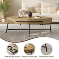 thumbnail image 5 of TROPOW Coffee Table with Drawer Mid-Century Modern Center Table 47.2" Wooden Coffee Table with Storage and Cross Metal Legs Unique Curved Design for Living Room, 5 of 8