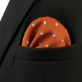 thumbnail image 3 of Dotty Pocket Square for Men Orange with Off-white Dots Business Wedding, 3 of 6