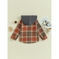 thumbnail image 5 of FEORJGP Toddler Infant Boys Hooded Jackets Long Sleeve Hoodies Plaid Print Flannel Shirts Coats Button Down Baby Shackets Loose Casual Outerwear for Spring Fall, 5 of 9