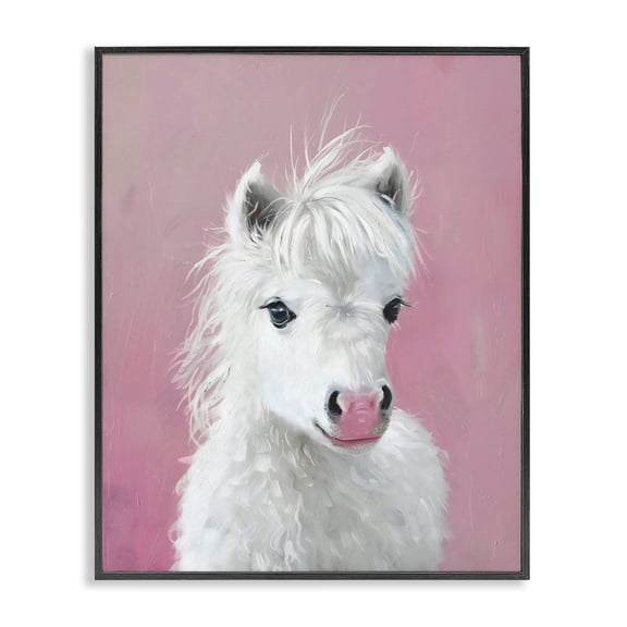 Stupell Industries Gentle White Pony Black Framed Giclee Art, design by The Prints Vibe