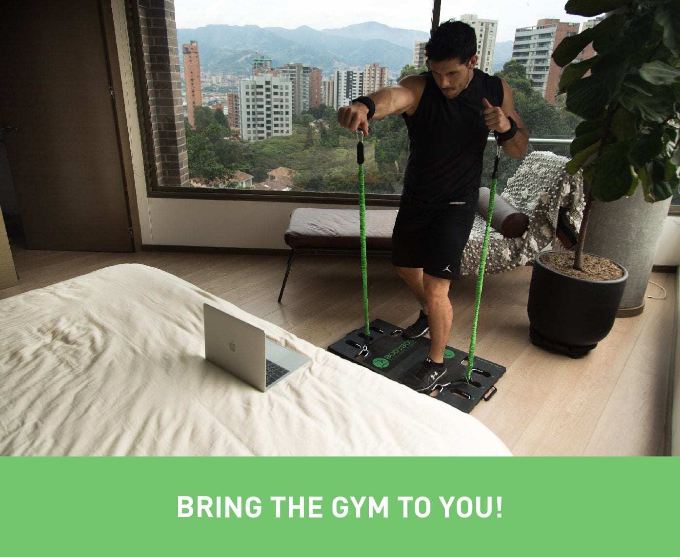 BodyBoss Home Gym 2.0 - Full Portable Gym Home Workout Package - Green