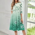 thumbnail image 2 of bbyeadc Women's Summer Dresses 2025 Loose Casual Mid-Length Dresses Vintage 3/4 Sleeve Crewneck A Line Dress Beach Floral Print Sundresses with Side Pocket, Fluorescent Green 2XL, 2 of 6