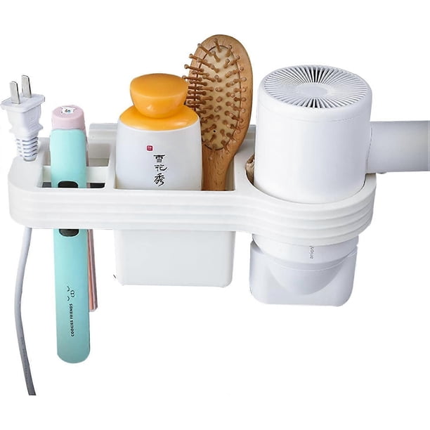 Hair Dryer Holder, Hair Straightener Holder Hair Dryer Holder with Cable Organizer, No Drilling Hair Dryer Holder Wall Mount for Bathroom