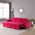 thumbnail image 4 of SC 91'' Wide Velvet Storage Sectional Reversible Sleeper Sofa & Chaise Red Classic,Modern & Contemporary, 4 of 5