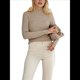 thumbnail image 3 of Suéter de Cuello Alto Acanalado para Mujer, Larga, Blusa Térmica de Peso Medio Caqui un Tamaño, 3 of 10