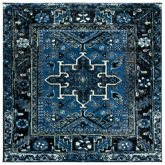 SAFAVIEH Vintage Hamadan Dania Oriental Area Rug, Blue/Grey, 8' x 8' Square