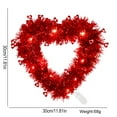 thumbnail image 5 of Heart Shaped Wreath Valentines Wreath for Front Door Red Tinsel Heart Wreath Wedding Home Party Wall Indoor Outdoor Decorations with Led Light Gift Girlfriend Mother's Day, 5 of 5