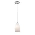 thumbnail image 1 of Janine Inari Silk 28012-1C-BS-OPL 1 Light Glass Pendant In Brushed Steel With Opal Glass, 1 of 1
