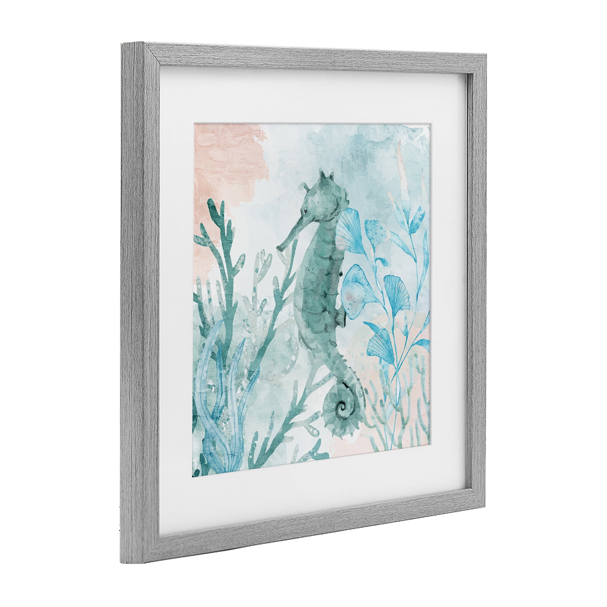 Stupell Industries Seahorse Sea Swim Gray Framed Print Under Glass, design by Kim Allen