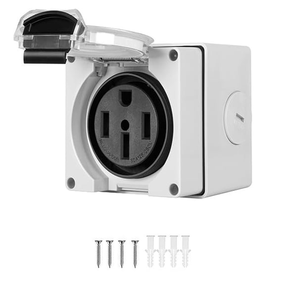 ZYHARUKO 50A Electrical Outlet Set 50Amp Power Outlet Box Heavy Duty 50R Outlet Simple Installation for High Power Devices