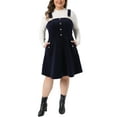 thumbnail image 2 of Vestido corto de tirantes de pana para mujer de tallas grandes Agnes Orinda con bolsillo 4X azul oscuro, 2 of 6