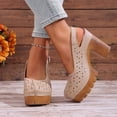 thumbnail image 5 of HomeDM Platform Heels Sandals for Women Closed Toe Slingback Slip-On Party Prom Pumps Shoes, Khaki Size 8.5, 5 of 10