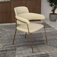 thumbnail image 3 of LeisureMod Dining Chair Upholstered in Velvet Ergonomic Padded Open-Back and Side with Stainless Steel Legs Axis Collection in Beige, 3 of 12