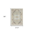 thumbnail image 3 of 8' Ivory Abstract Runner Rug, 3 of 10