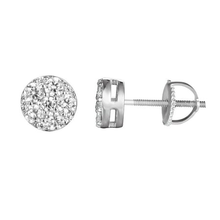 7mm Round Earrings Solitaire Cluster Set Simulated Diamond Screw On Studs