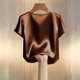 thumbnail image 4 of Eres Más Que Una Camisa de Puntuación de Prueba Moda de Verano de Mujer Color Sólido Casual Cuello en V Top de Manga Corta Mujeres Tops de Verano Casual, 4 of 5