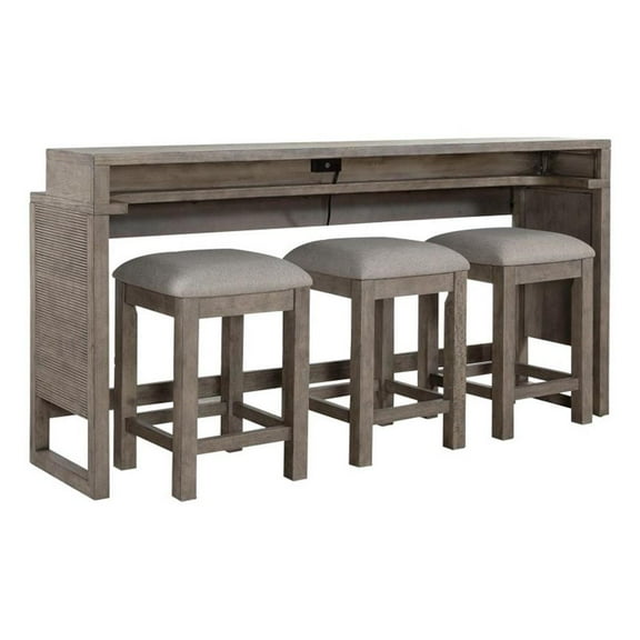Bowery Hill Contemporary Wood 4-Piece Console Table Set in Driftwood