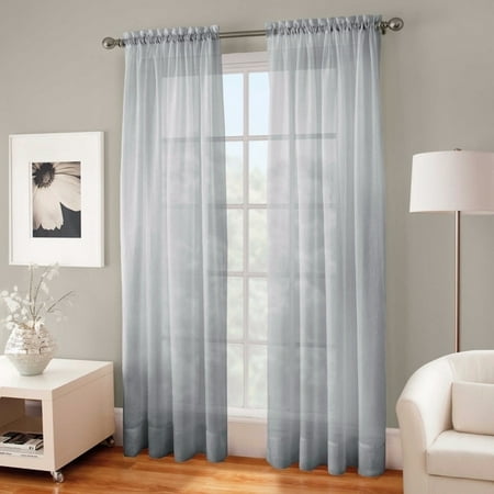Crushed Voile Sheer 84 Inch L Rod Pocket Window Curtain Panel In