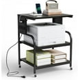 thumbnail image 2 of LYYHTY 3 Tier Large Printer Stand with Power Outlet/USB Port, Rolling Printer Cart with Adjustable Shelf, 3D Printer Stand with Storage, Laser Printer Table (Black), 2 of 9