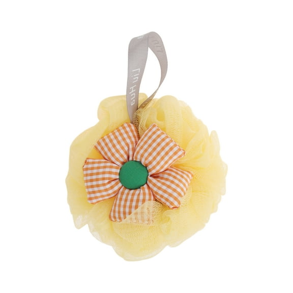 Unique Bargains 1 Pc Plaid Sunflower Bath Shower Loofah Sponge Body Puffs Yellow