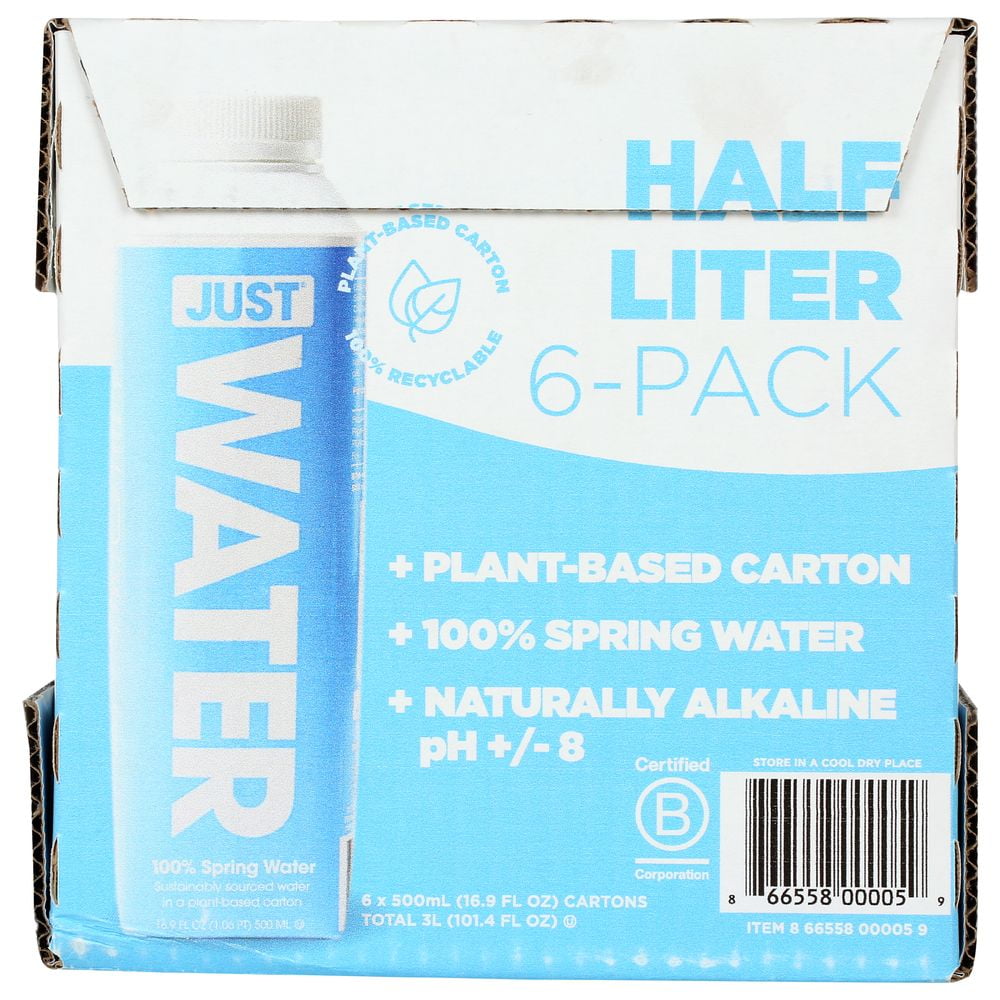 Just Water 100 Percent Bottled Spring Water, 500 Milliliter -- 12 per Case.