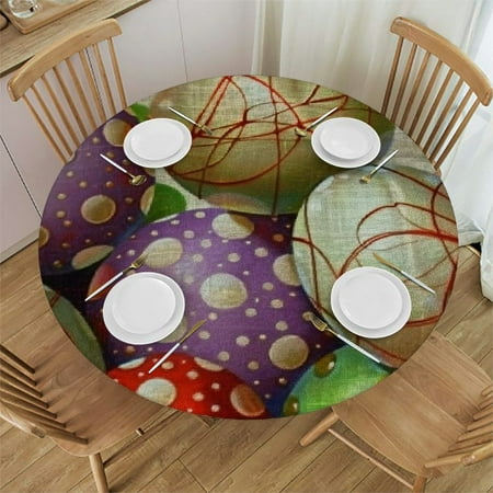 

BCIIG Easter Eggs Round Tablecloth Stain Resistant Washable Indoor Outdoor Kitchen Dining Wedding Party 100% Polyester Table Cover Tablecloths 54 -58