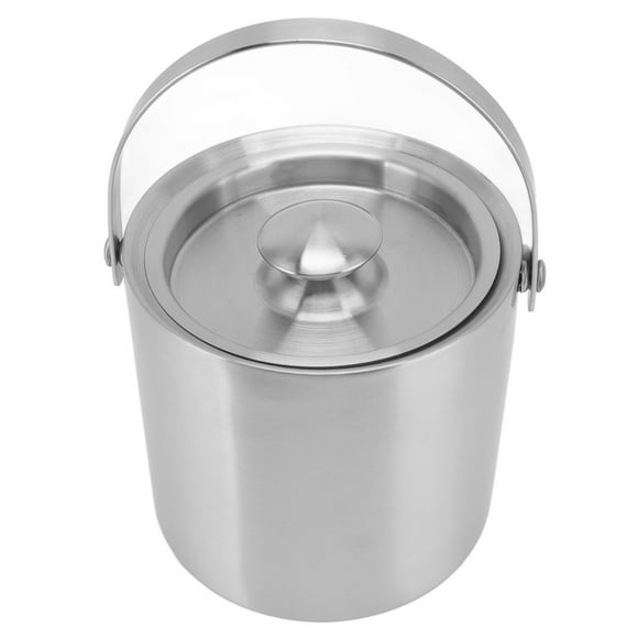 Stainless Steel Ice Bucket Double Layer Wine Champagne Beer Barrel with Handle for Bar Party 3L 19x17.2cm/7.5x6.8in