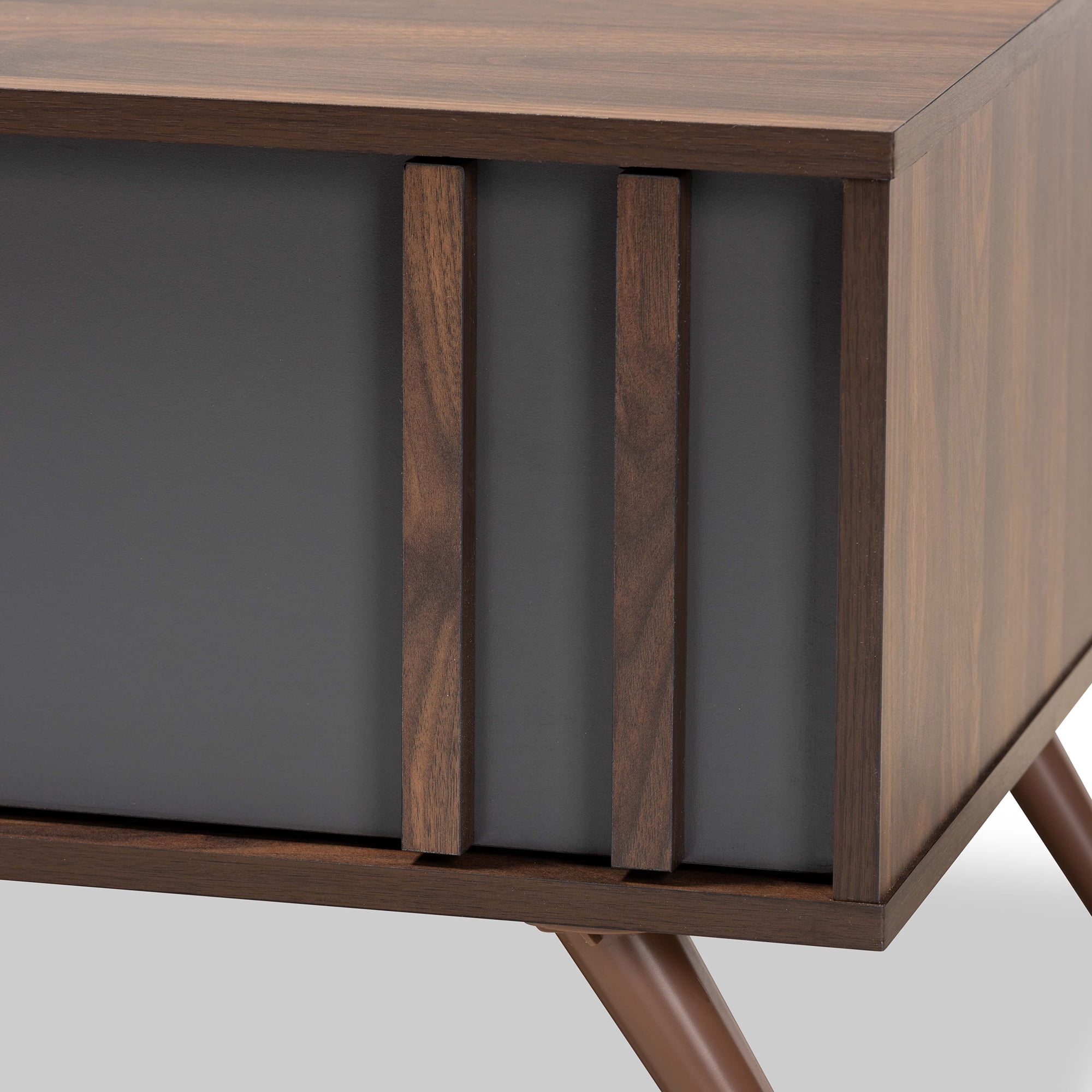 Baxton Studio Naoki Modern and Contemporary Two-Tone Grey and Walnut Finished Wood 1-Drawer Coffee Table