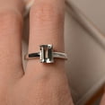 thumbnail image 2 of 925 Sterling Silver Green amethyst ring prong set ring emerald shape ring solitaire ring party ring, 2 of 3