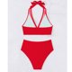thumbnail image 5 of Traje de baño de verano para mujer, de color liso, con cojín en el pecho y sin soporte de acero, sin espalda, con tirantes, de nailon., 5 of 8