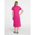 thumbnail image 2 of Time and Tru Women's Cotton Midi T-Shirt Dress with Short Sleeves, Sizes XS-XXXL, 2 of 4
