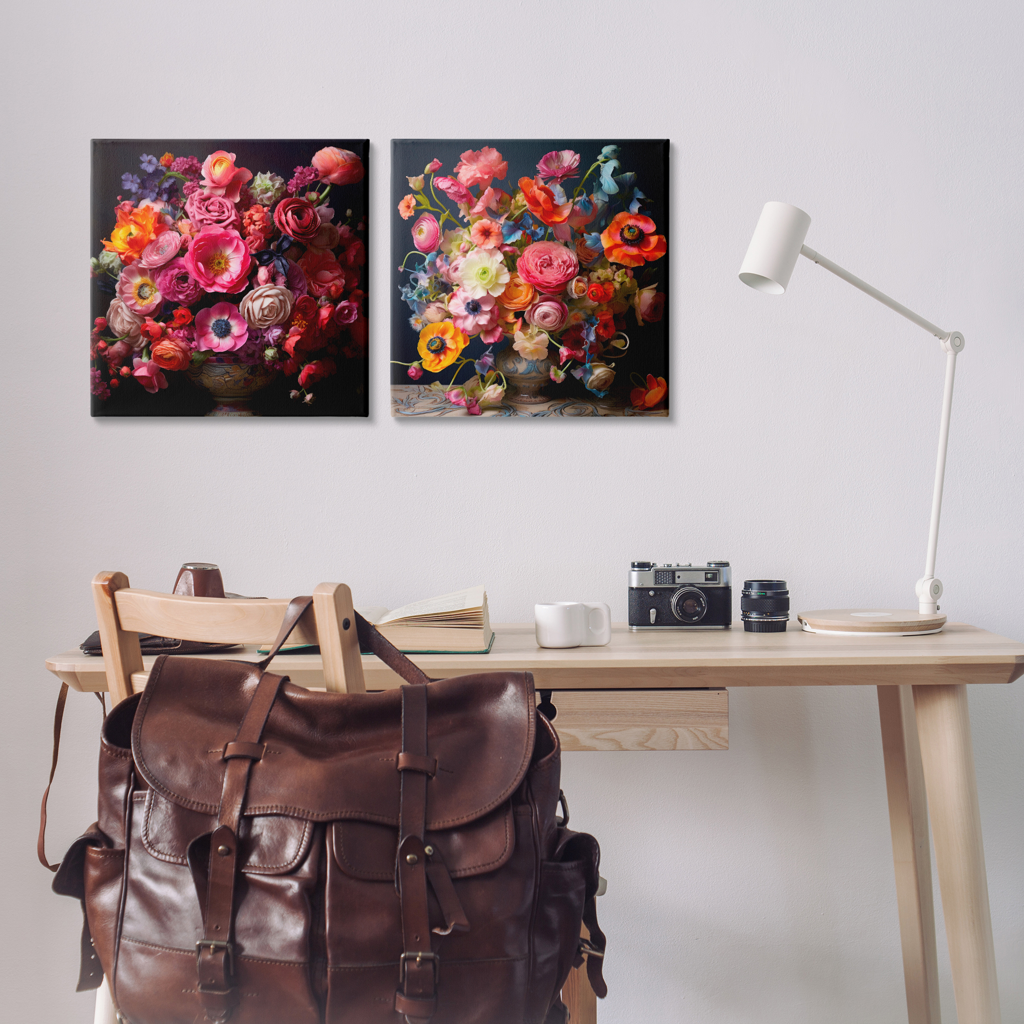 Stupell Industries Stunning Still Life Floral Arrangement Plants & Flowers Photography Wrapped Canvas Art Print Wall Art, 17 x 17, Set of 2