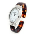 thumbnail image 4 of Tortoise Silver Acrylic Band Oval Face Women's Bangle Cuff Watch, 4 of 4