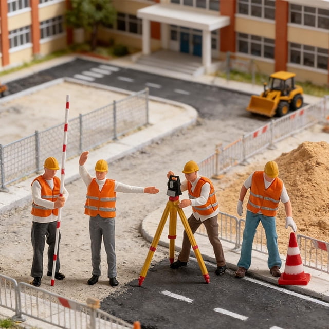 4 figuras de ingeniería de tráfico y topografía a escala 1:64, adornos, accesorios para fotografía, decoraciones, manualidades, maquetas y dioramas.