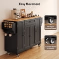 thumbnail image 2 of Noelse Kitchen Island with Storage on Wheels, Rolling Kitchen Cart with Drop Leaf, Drawer, Cabinet & Rubber Wood Top, Black, 2 of 8