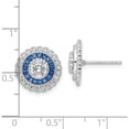 thumbnail image 4 of Sterling Silver Rhodium-Plated Polished Blue & White Cz Round Post Earrings (13.15 X 13.15) Made In China qe15765, 4 of 6