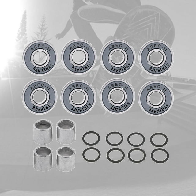 8x Roulements de Planche à Roulettes de Haute Qualité ABEC 11 608rs avec Ensemble de Rondelles pour Patins en Ligne de Scooter - Gris