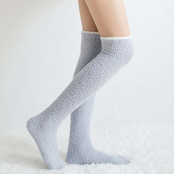 Babysbule Socks for Women Autumn Winter Women Home Thick Warmth Coral Fleece Knee-Pad Stockings