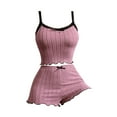 thumbnail image 3 of Ihph7 Cami Pajama Set for Women Ribbed Knit Pajama Set Tank Top Pajama Set for Women Loungewear Sets Woman Soft Pajama Set for Women Summer Pajamas for Women Set Pink XL, 3 of 4