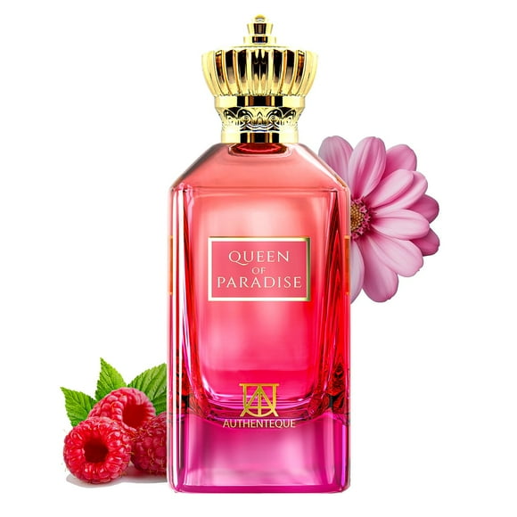 AUTHENTEQUE Queen of Paradise - Long lasting Arabian Perfumes for Women - Sweet Strawberry & Vanilla Fragrance - Extrait De Parfum 3.4oz (100ml) - Luxury Dubai Perfume, E