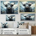 thumbnail image 4 of Designart "Painted Blue And Grey Yaks II" Yaks Floater Framed Wall Art Living Room, 4 of 5
