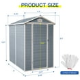 thumbnail image 2 of 6' x 4' Outdoor Resin Storage Shed, Backyard Plastic Sheds with Reinforced Floor, Lockable Door, Garage Patio Garden Storage Shed, Gray, 2 of 9