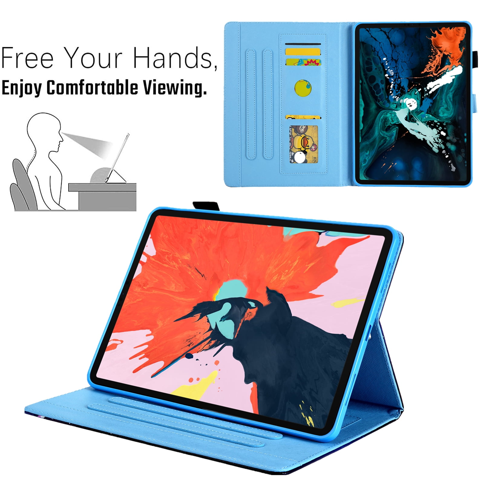 Dteck Folio Case for iPad 10th Generation 2022, Multi-Angle Stand Auto Wake Sleep Smart Cover w/Pencil Holder & Card Slots for Apple iPad 10th Gen 10.9 inch, Blue