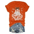 thumbnail image 4 of Fgnfyis T-Shirt Graphique d'Halloween à Manches Courtes pour Femme, Col Rond Décontracté, Tee pour Tenue de Fête d'Été avec Jeans, Hauts pour Femme, Orange, M, 4 of 5